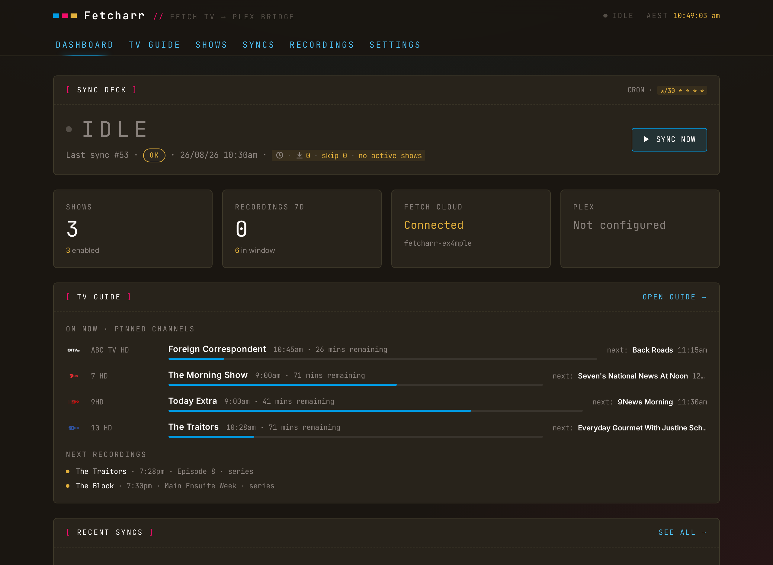 The Fetcharr dashboard