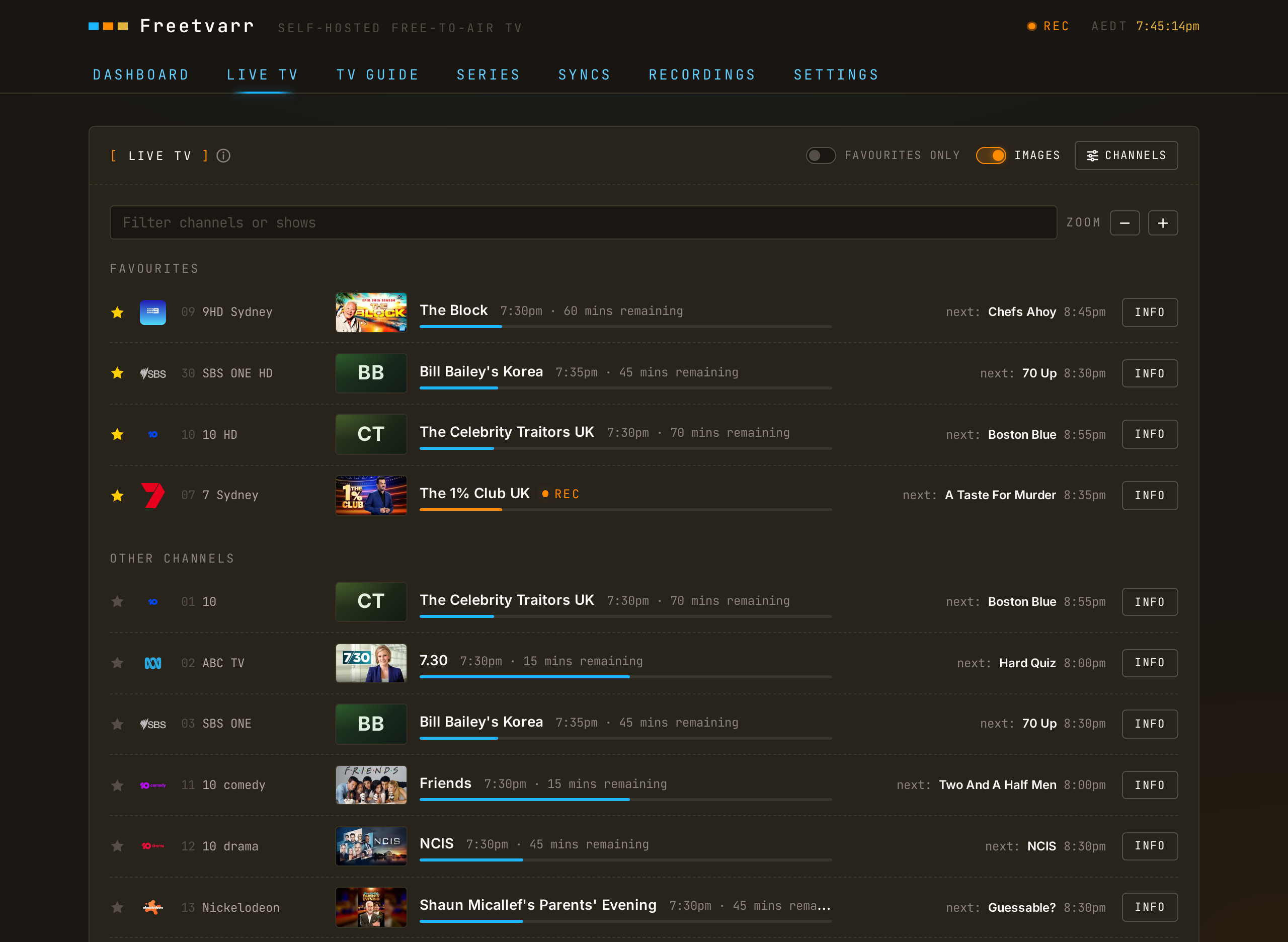The Live TV tab